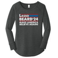 Lasso Beard 2024 Make America Believe Again! Women's Perfect Tri Tunic Long Sleeve Shirt