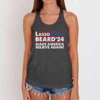 Lasso Beard 2024 Make America Believe Again! Women's Knotted Racerback Tank