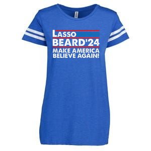 Lasso Beard 2024 Make America Believe Again! Enza Ladies Jersey Football T-Shirt