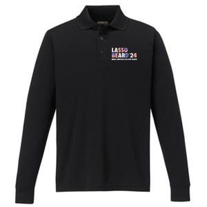 Lasso Beard 2024 Make America Believe Again Performance Long Sleeve Polo