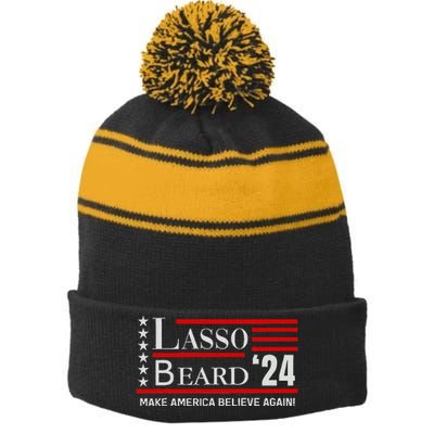 Lasso Beard 24 Stripe Pom Pom Beanie