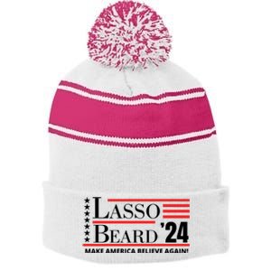 Lasso Beard 2024 Stripe Pom Pom Beanie