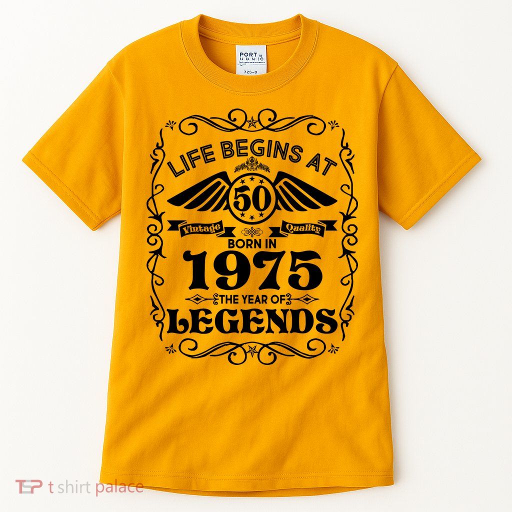 Life Begins At 50 Born In 1975 Year Of Legends Tall T-Shirt