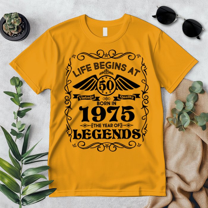 Life Begins At 50 Born In 1975 Year Of Legends Premium T-Shirt