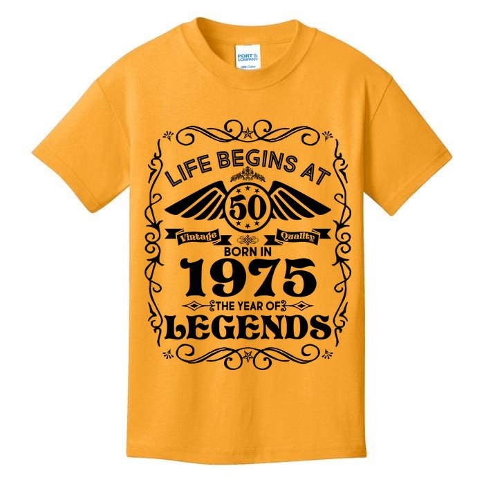 Life Begins At 50 Born In 1975 Year Of Legends Kids T-Shirt