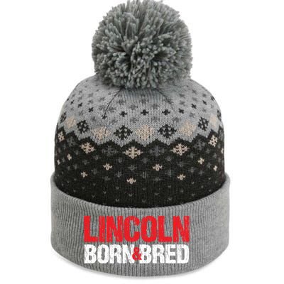 Lincoln Born And Bred Nebraska Hometown Ne Home State Gift The Baniff Cuffed Pom Beanie