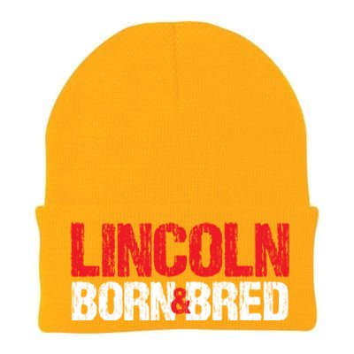 Lincoln Born And Bred Nebraska Hometown Ne Home State Gift Knit Cap Winter Beanie