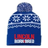 Lincoln Born And Bred Nebraska Hometown Ne Home State Gift USA-Made Snowflake Beanie