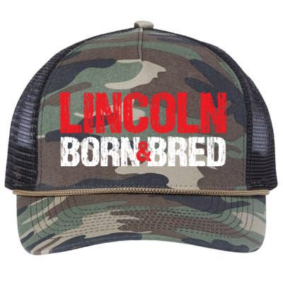 Lincoln Born And Bred Nebraska Hometown Ne Home State Gift Retro Rope Trucker Hat Cap