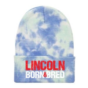 Lincoln Born And Bred Nebraska Hometown Ne Home State Gift Tie Dye 12in Knit Beanie