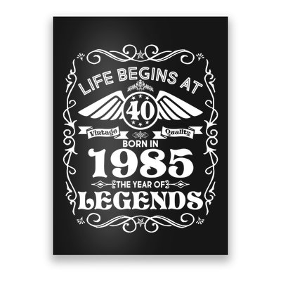 Life Begins At 40 Born In 1985 Year Of Legends Poster