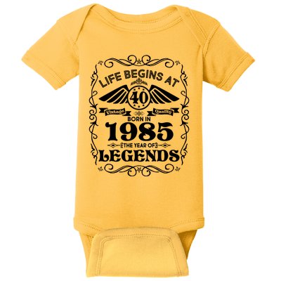Life Begins At 40 Born In 1985 Year Of Legends Baby Bodysuit