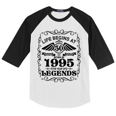 Life Begins At 30 Born In 1995 Year Of Legends Kids Colorblock Raglan Jersey