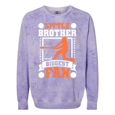 Little Brother And Biggest Fan Baseball Gift Colorblast Crewneck Sweatshirt