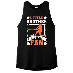 Little Brother And Biggest Fan Baseball Gift Ladies PosiCharge Tri-Blend Wicking Tank