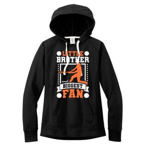 Little Brother And Biggest Fan Baseball Gift Women's Fleece Hoodie