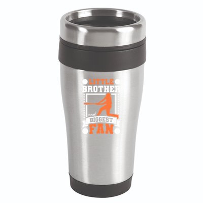 Little Brother And Biggest Fan Baseball Gift 16oz Travel Tumbler