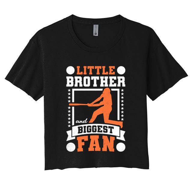 Little Brother And Biggest Fan Baseball Gift Crop Top