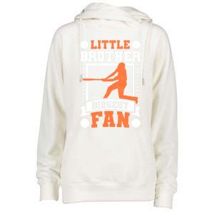 Little Brother And Biggest Fan Baseball Gift Womens Funnel Neck Pullover Hood