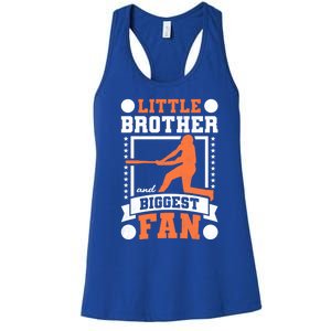 Little Brother And Biggest Fan Baseball Gift Women's Racerback Tank