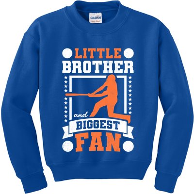 Little Brother And Biggest Fan Baseball Gift Kids Sweatshirt