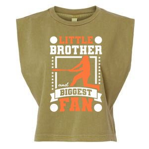 Little Brother And Biggest Fan Baseball Gift Garment-Dyed Women's Muscle Tee