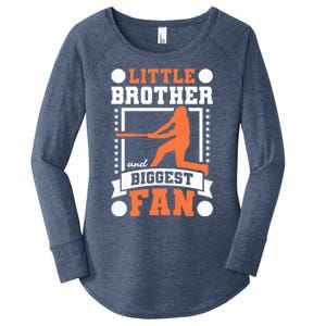 Little Brother And Biggest Fan Baseball Gift Women's Perfect Tri Tunic Long Sleeve Shirt