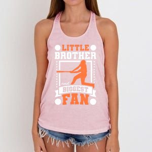 Little Brother And Biggest Fan Baseball Gift Women's Knotted Racerback Tank