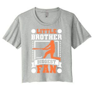 Little Brother And Biggest Fan Baseball Gift Women's Crop Top Tee