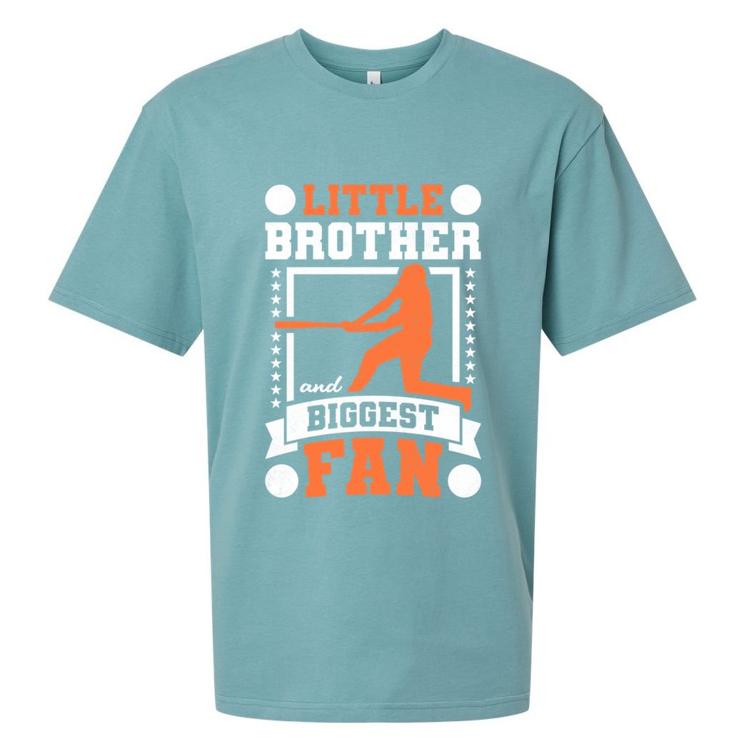 Little Brother And Biggest Fan Baseball Gift Sueded Cloud Jersey T-Shirt