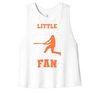 Little Brother And Biggest Fan Baseball Gift Women's Racerback Cropped Tank