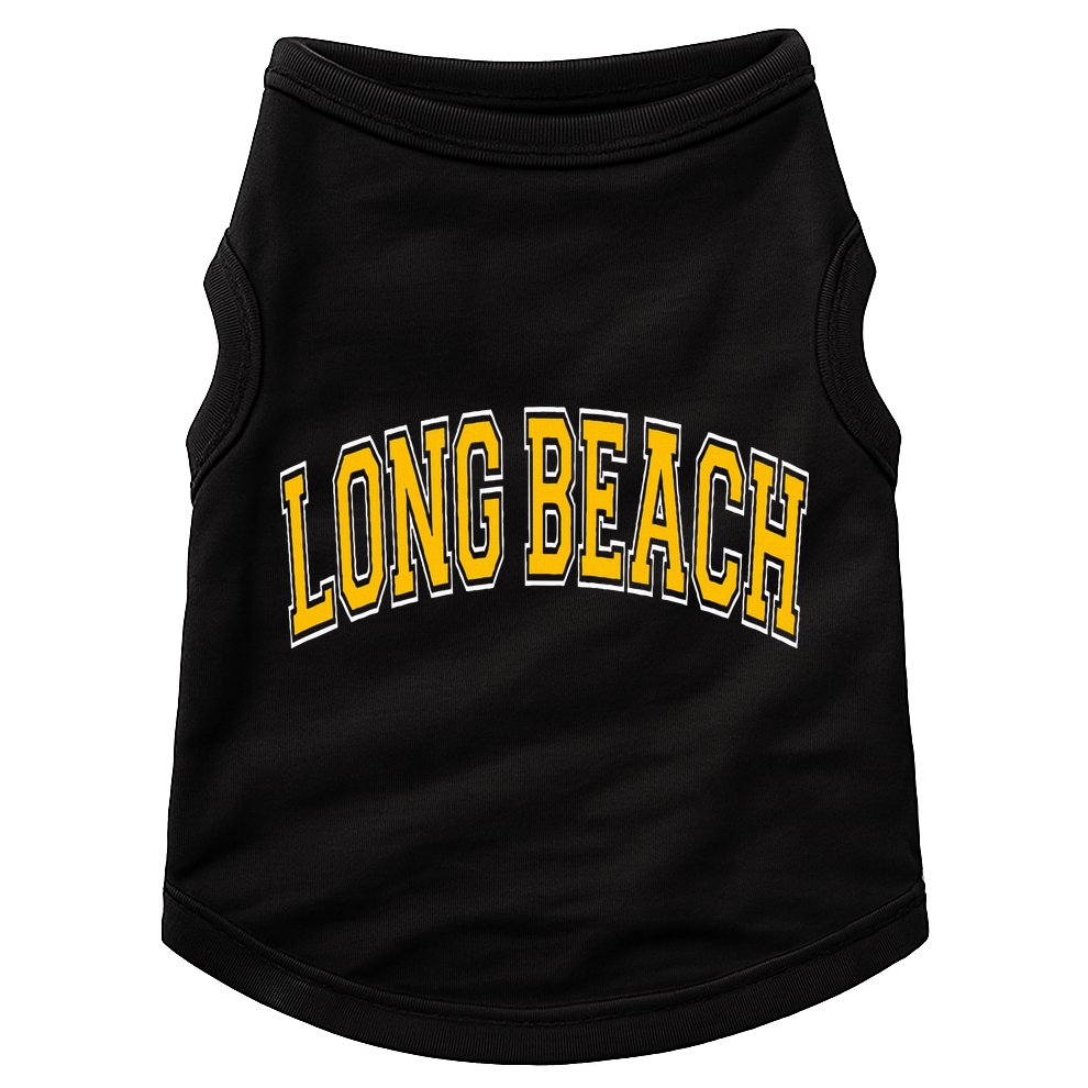 Long Beach Arched Amber Text Doggie Tank