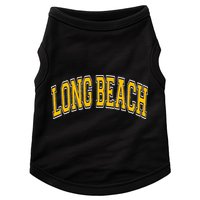 Long Beach Arched Amber Text Doggie Tank