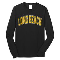 Long Beach Arched Amber Text Long Sleeve Shirt