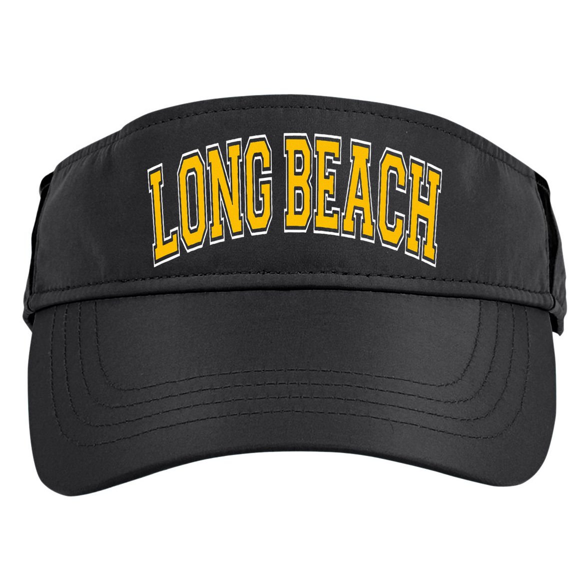 Long Beach Arched Amber Text Adult Drive Performance Visor