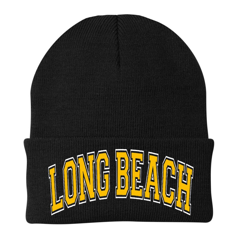 Long Beach Arched Amber Text Beanie