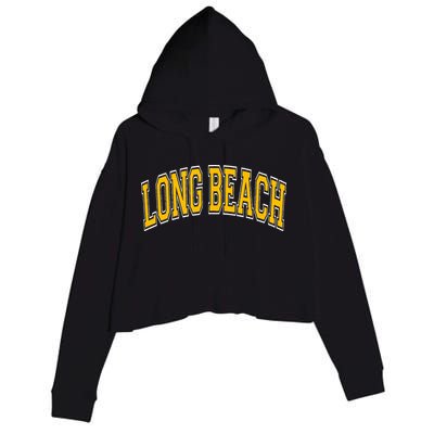 Long Beach Arched Amber Text Crop Fleece Hoodie