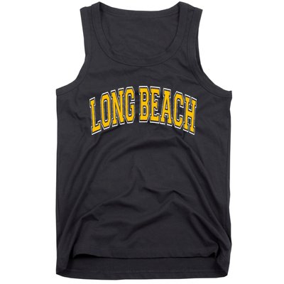 Long Beach Arched Amber Text Tank Top