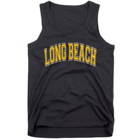 Long Beach Arched Amber Text Tank Top