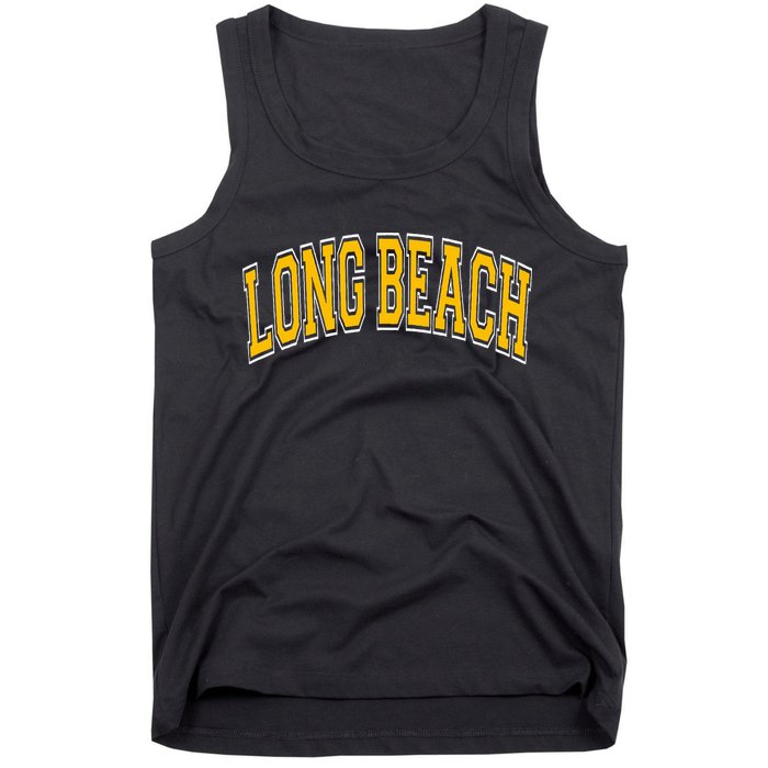 Long Beach Arched Amber Text Tank Top