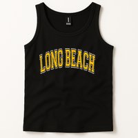 Long Beach Arched Amber Text Tank Top