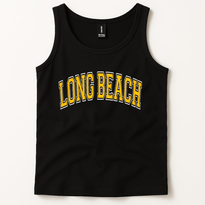 Long Beach Arched Amber Text Tank Top
