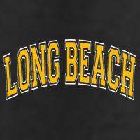 Long Beach Arched Amber Text Golf Towel