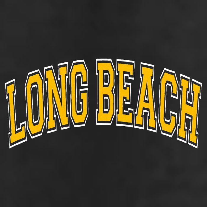 Long Beach Arched Amber Text Golf Towel