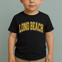 Long Beach Arched Amber Text Toddler T-Shirt