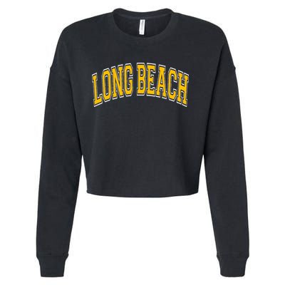 Long Beach Arched Amber Text Cropped Pullover Crew