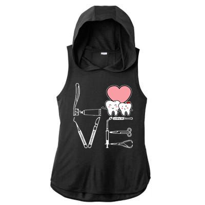 Love Being A Dentist Cute Ladies PosiCharge Tri-Blend Wicking Draft Hoodie Tank