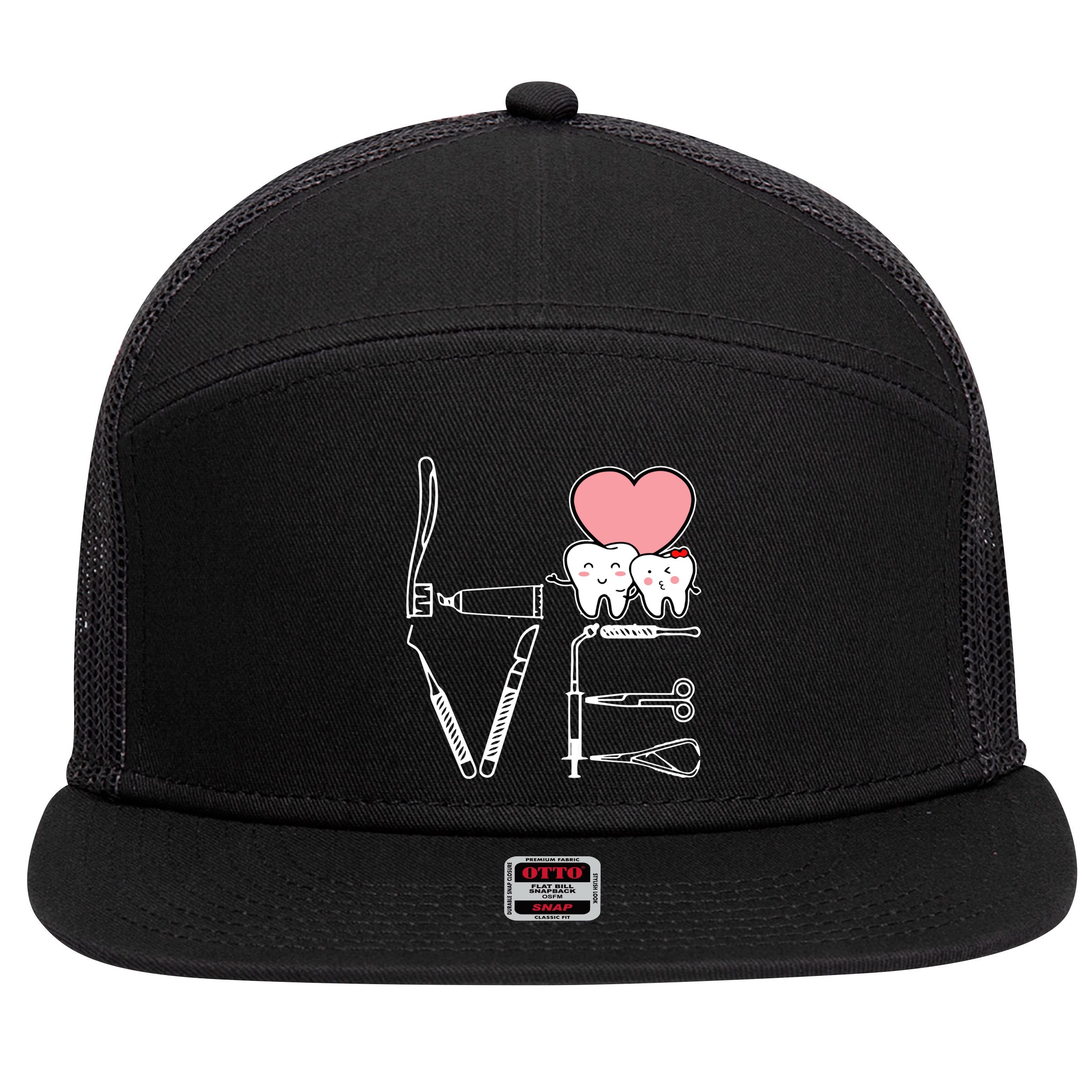 Love Being A Dentist Cute 7 Panel Mesh Trucker Snapback Hat