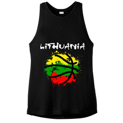 Lithuania Basketball Abstract - Lithuania Strong Basketball Ladies PosiCharge Tri-Blend Wicking Tank