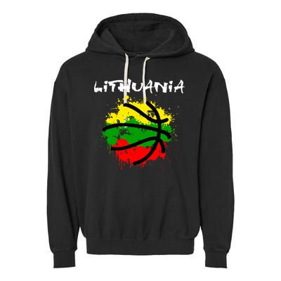 Lithuania Basketball Abstract - Lithuania Strong Basketball Garment-Dyed Fleece Hoodie